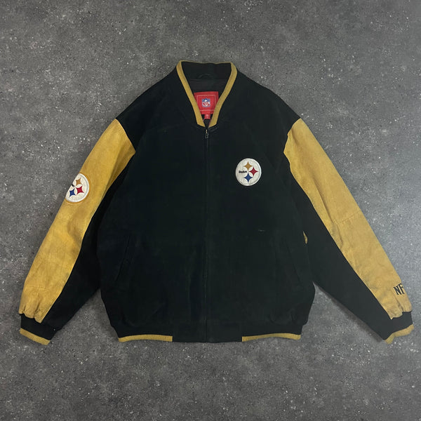 Steelers Full Suede Leather Jacket (XXL)