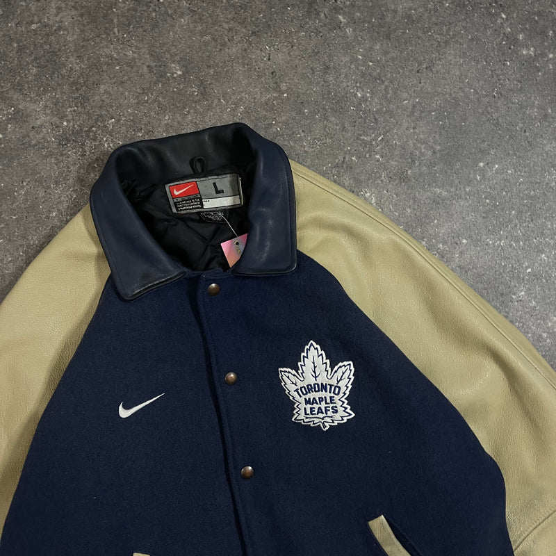 90s Vintage Nike Varsity Jacket Toronto Maple Leafs (L)