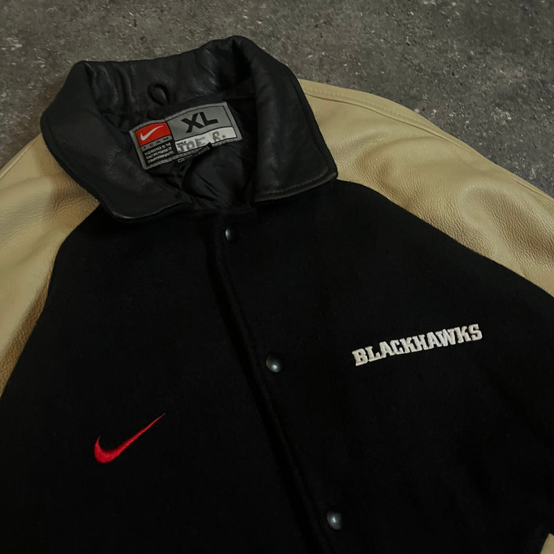 90s Chicago Blackhawks Nike Varsity Jacket (L-XL)