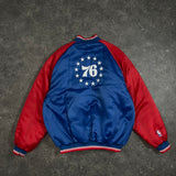 90s Vintage Nike Satin Varsity Jacket Philadelphia Sixers (XL)