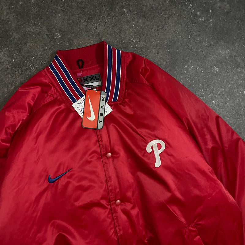 90s Vintage Nike Satin Varsity Jacket Philadelphia Phillies (XXL)