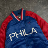 90s Vintage Nike Satin Varsity Jacket Philadelphia Sixers (XL)